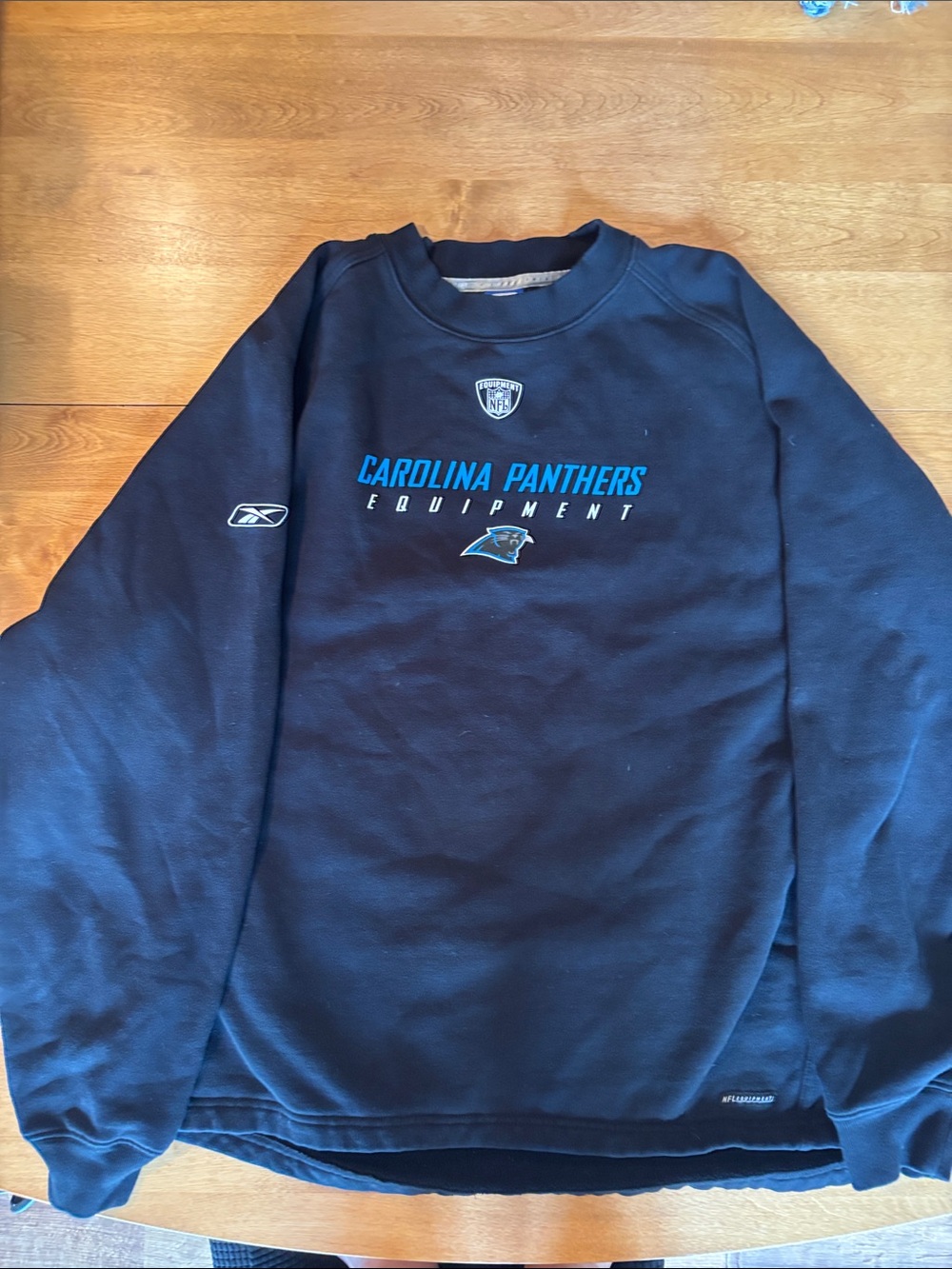 Reebok Navy Carolina Panthers Crewneck Sweatshirt